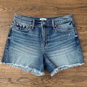 Pistola Medium Wash High Rise Denim Shorts Raw Hem Distressed Womens 28